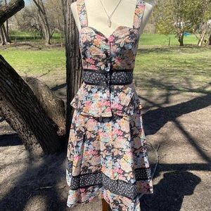 Vintage 70s prairie peplum top skirt set